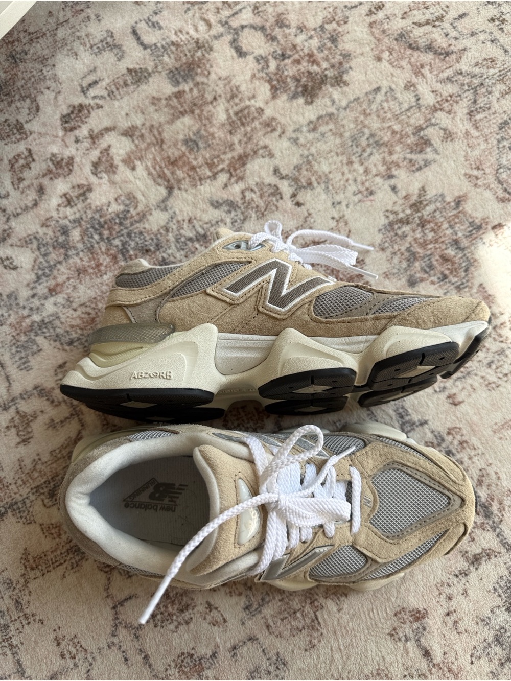 New Balance Women's Beige and Gray Athletic Sneakers - Picture 7 of 8